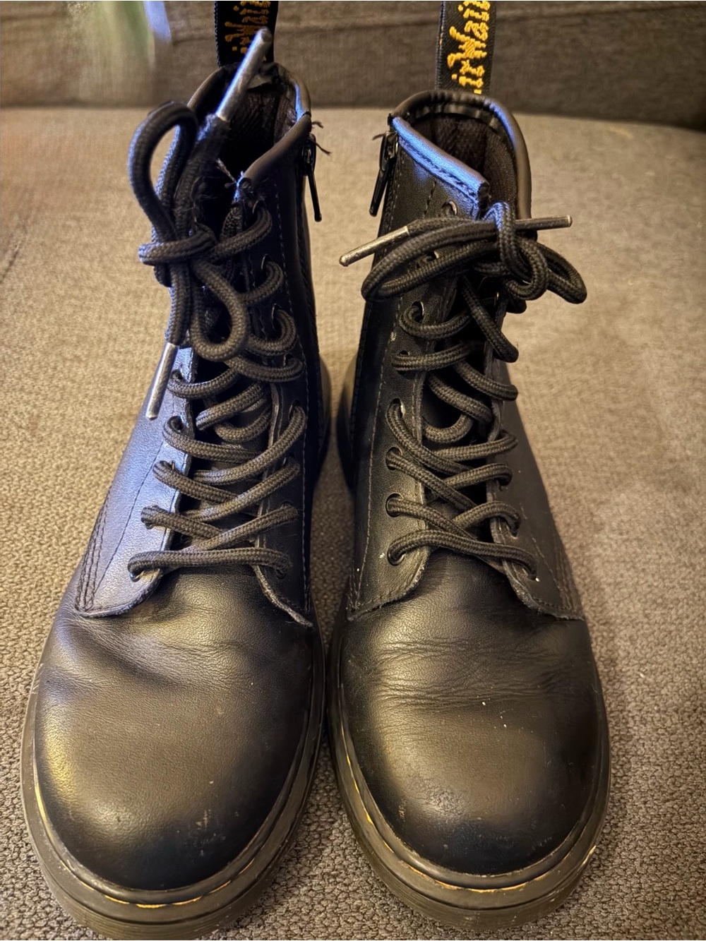 Youth Doc Marten Black Leather Lace-Up Boots